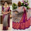 AumerA Mangalyam Korvai Soft Silk Saree â€“ Silver Grey & Royal Purple