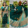 AumerA Mangalyam Korvai Soft Silk Saree â€“ Grey & Parrot Green