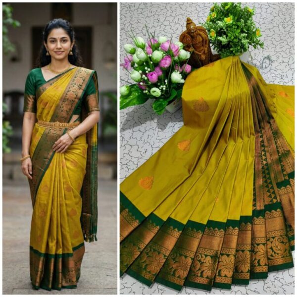 AumerA Mangalyam Korvai Soft Silk Saree â€“ Pearl Grey & Rani Pink