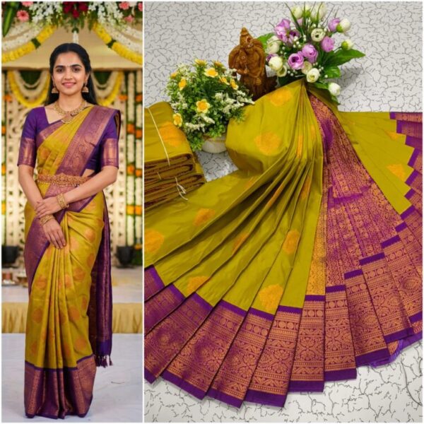 AumerA Mangalyam Korvai Soft Silk Saree â€“ Grey & Blush Pink