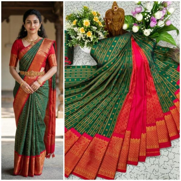 AumerA Mangalyam Korvai Soft Silk Saree â€“ Grey & Lavender