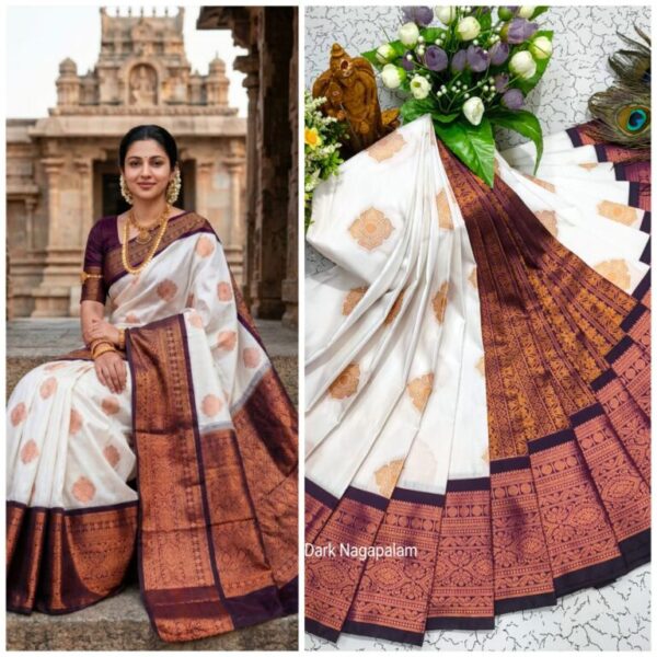 AumerA Mangalyam Korvai Soft Silk Saree â€“ Grey & Lilac