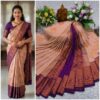 AumerA Mangalyam Korvai Soft Silk Saree â€“ Grey & Royal Violet