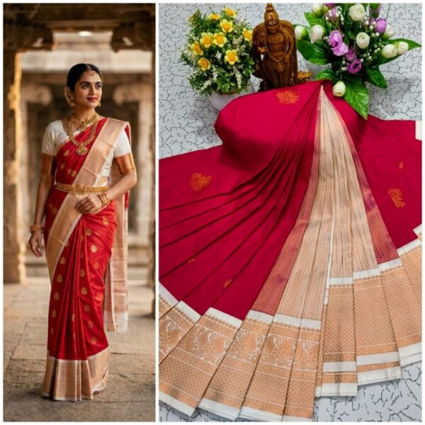 AumerA Mangalyam Korvai Soft Silk Saree â€“ Grey & Ocean Blue