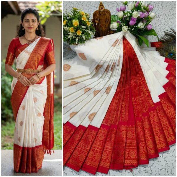 AumerA Mangalyam Korvai Soft Silk Saree â€“ Grey & Chocolate Brown