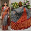 AumerA Mangalyam Korvai Soft Silk Saree â€“ Grey & Antique Copper